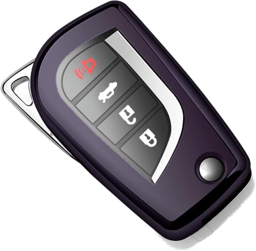 Image of Tukellen for Toyota Key Fob Cover,Special Soft TPU Key Case Cover Protector Compatible with 2018-2024 Camry SE /LE,2020-2025 RAV4 LE,Corolla SE /LE Smart Key-(Black)