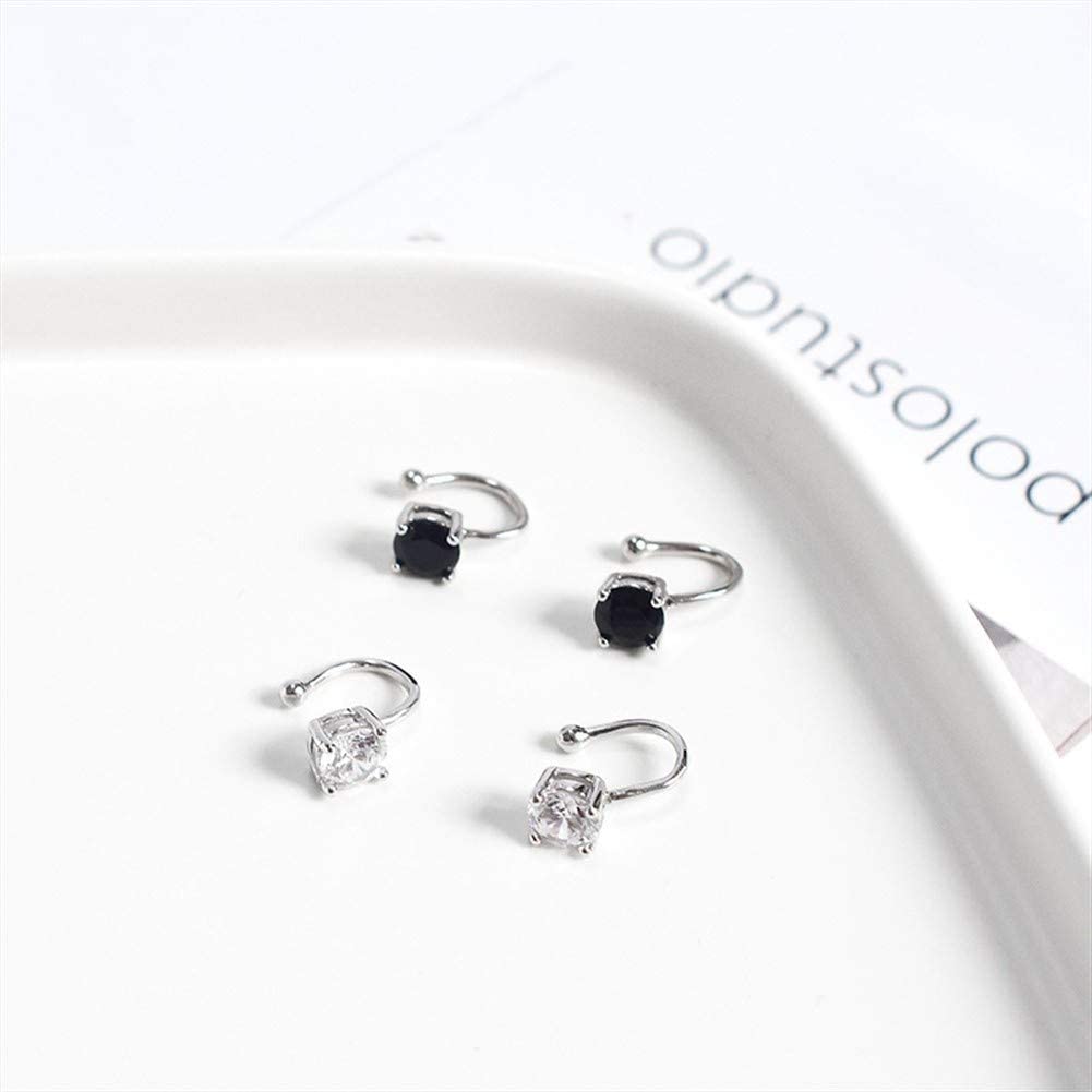 Strass-Anhänger-Ohrring, S925 Ohrloch-Ohrclip, Unisex-Ohrringe, Ohrknochen-Clip für Ohrschmuck/Weiß-925