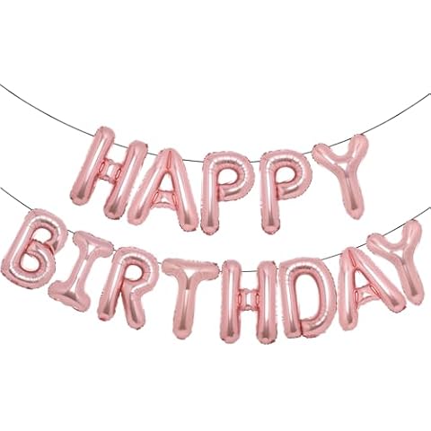 Accevo Rose Gold Happy Birthday Banner 16 Inch Foil Letters Balloons Happy Birthday Balloon for Kids, Child, Adults, Boys & Girls Birthday Decorations 3D Happy Birthday Balloons Sign Banner Cover