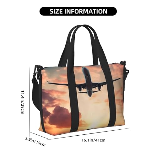 Travel Duffel Bag for Women, Large Shoulder Weekender Overnight Bag, Sport Gym Bag for Men, Carry On Tote Bags, Airplane Sunset Sky Luggage Bag for Travel Essentials3