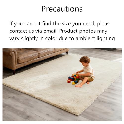 Tapis de salon lavable résistant aux taches couleur crème moderne - 8