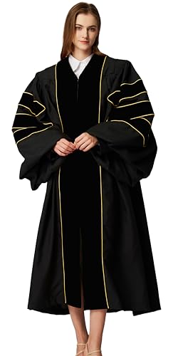 MyGradDay Unisex Deluxe Graduation Doctorate Robe with Gold Piping Available for Customization