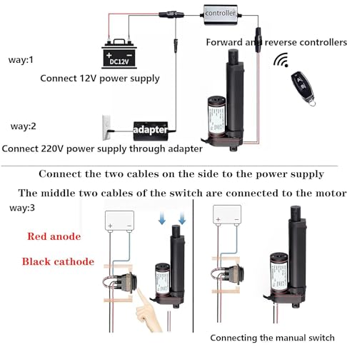 Urant 103 12 Inch Linear Actuator,1000N Speed 10Mm/S Heavy Duty 12V Linear Actuator,Instantaneous Waterproof Switch With Mounting Bracket,For Automotive thumb #4