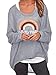 ZANZEA Donna Maglia Manica Lunga Asimmetrico Maglione Maniche a Pipistrello Tops Pullover Camicetta Casual Stampato Arcobaleno Grigio L