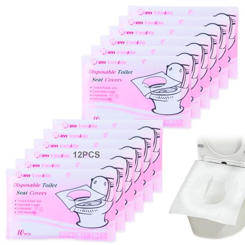 El Mejor Listado de Tapas de inodoro y cubiertas de cisterna - 5 favoritos. 49 120 Piezas Tapas de Inodoro Desechables, Fundas de Toilet Seat Cover Desechables,Asiento de Inodoro de Papel, Tamaño Universal Adecuadas para Viajar,Baño Público