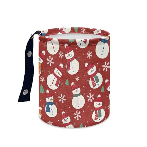 Image of Christmas Snowman Car Trash Bag Waste Basket with Adjustable Buttons Collapsible Car Storage Bag Multipurpose Road Trip Essentials for Outdoor Activities