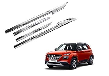 SKT Full Chrome ABS Car Side Beading/Car Side Garnish/Car Garnish/Door Lining for Hyundai Venue (Set of 4 Pieces)