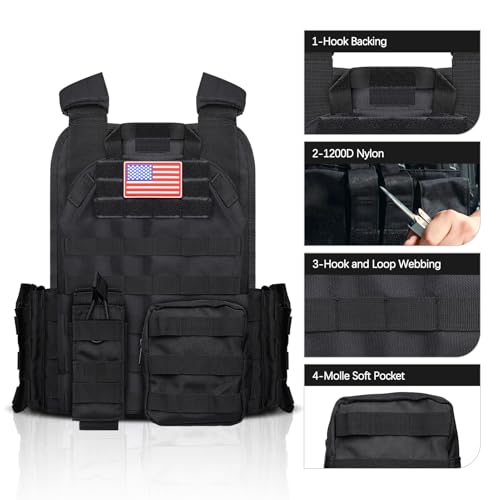 Image of Tactical Vest One Click Quick Release Tactical Vest | Adjustable Modular Design for Outdoor, Hunting, Shooting and Security
