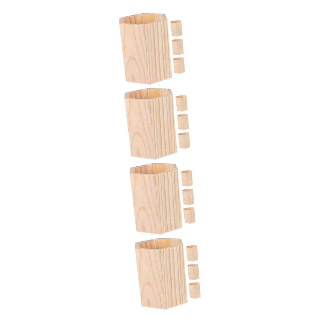 Alipis Lot De 4 Pots À Crayons En Bois Pour Papeterie De Bureau Organiseur De Bureau Non Pot À Crayons Pot À Pinceaux De Maquillage 4 Pièces X 4
