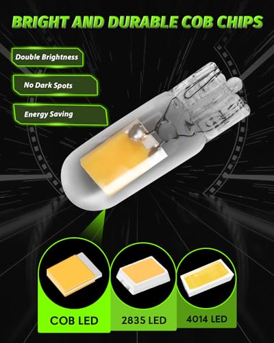Alopee 10 Pack 194 Bulb Warm White LED 2700K Replacement for 168 194 W5W T10 Led Bulb RV Car Interior Lighting DC 12V Only