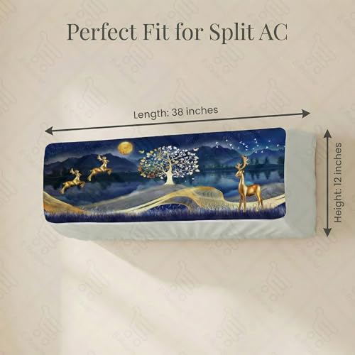 Image of Split AC Cover 1 ton, 1.5 ton to 2 Ton |Designer Digital Print Indoor AC Dust Cover | Stretchable Lycra Fabric | 38x12x9 Inch | Washable Polyester AC Indoor Unit Cover | Dust Dirt Resistant