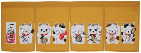 Made in Japan Shichifuku Manekineko Brown Color Noren Curtain Tapestry