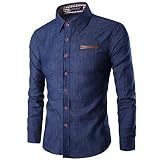 Générique Chemises à Manches Longues pour Hommes Mode Couture Quotidien Décontracté Confortable Lavage Simple Banlieue Revers Chemise Tops 3XL