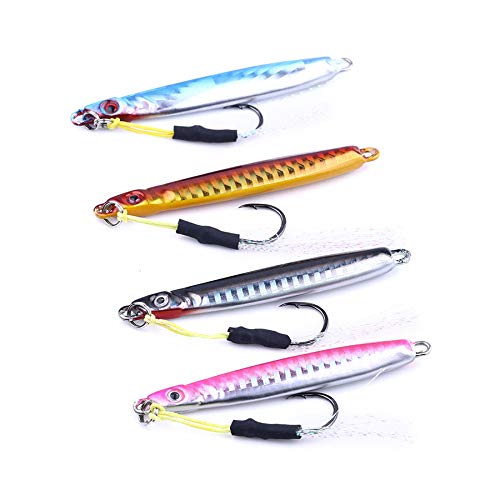 Cebos Artificiales 4pcs / Set 8 CM 30 G Cabeza de Cabeza de Metal Jigs Squid Agua Salada Gruesa Grueso mar Artesanal de Pesca Pesca cebos de Pesca Señuelos de Pesca