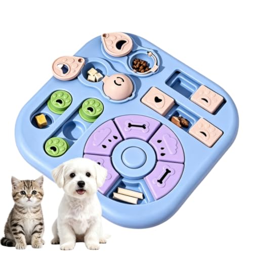 HAOYEGUOJI Interactive Cat Puzzle Toy & Treat Dispenser - Maze Slow Feeder for Small Medium & Large Cats Enrichment Toy for IQ Training Reduces Bloating & Prevents Gulping (Light Blue)