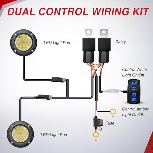 Image of Nilight Flush Mount LED Light Pods 5Inch 36W Amber White 3 Lighting Modes | 2PCS Fog Lights Spot Flood Beam with Dual Control 18AWG Wiring Harness for Truck Pickup Golf Cart UTV ATV SUV Boat 4x4 Car