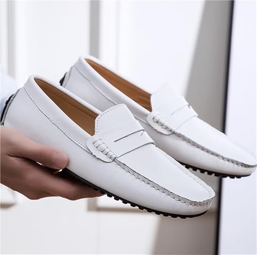Leather Round Toe Loafers Shoes for Men Genuine Stitching Details Flat Heel Lightweight Slip Resistant Flexible Prom Fashion Slip-on2