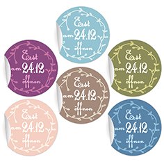 54 Überraschungs Weihnachts Geschenk Aufkleber Erst am 24.12 öffnen in lila oliv blau rosa hellblau braun, MATTE Etiketten runde selbstklebende Sticker für Pakete (ø 30mm)