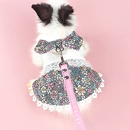 Animal Walking Pet Leash Bunny Chaleco Arnés y Correa Set Conejo Hurón Conejito Hamster Vestido Arnés Animal pequeño Ropa