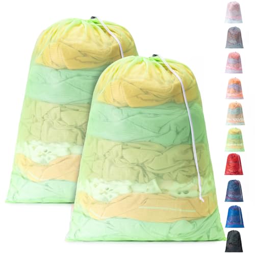 2 Pack Mesh Travel Laundry Bag 28" x 40"Extra Large Dirty Clothes Organizer