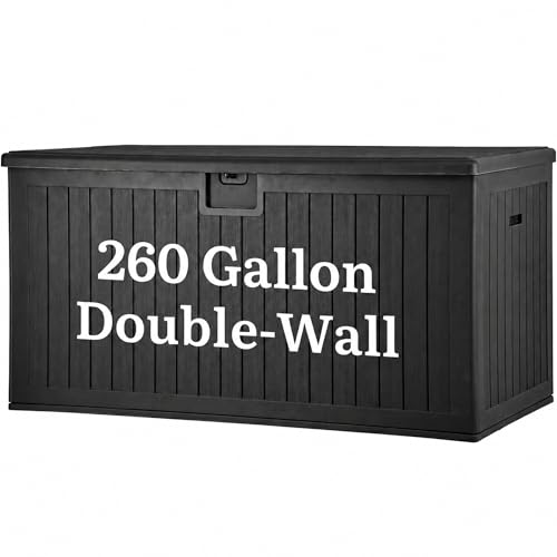 YITAHOME 260 Gallon Large Deck Box with Divider & Side Handles by YITAHOME - Used condition - US$223.05