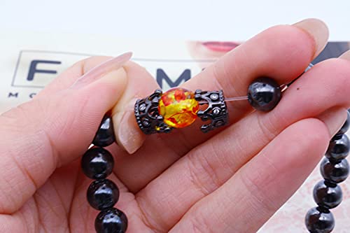 image for ZZ ZINFANDEL 2Pcs Anti-Swelling Black Obsidian Bracelets,Adjustable Ly