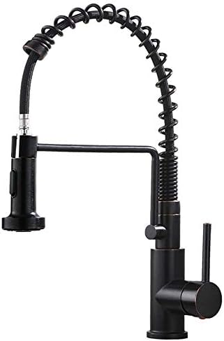 Friho Lead-Free Commercial Oil Rubbed Bronze Stainless Steel Single Handle Single Lever Pull Out Pull Down Sprayer Spring Kitchen Sink Faucet, Oil Rubbed Bronze Kitchen Faucets