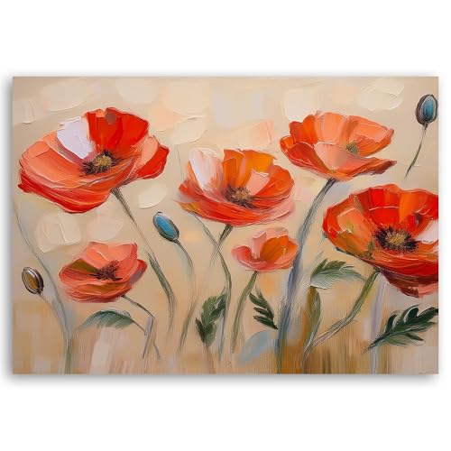 Impression sur toile grand format 90x60 cm Fleurs coquelicots tableau moderne - 2