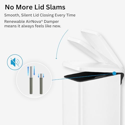 Image of iTouchless 3 Gallon / 12 Liter Dog Poop Trash Can with AbsorbX Odor Filter - Outdoor Pet Waste Receptacle with Step Pedal - Soft Close Metal Garbage Bin for Yard, Patio, Bathroom, Matte White