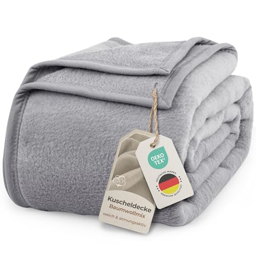 LAYNENBURG Premium Baumwolldecke 150x200 cm - Oeko-TEX 100 - Baumwollmix Kuscheldecke - Decke als Wohndecke, Sofa-Decke & Couchdecke - Wolldecke...