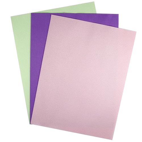 Image of KCS 3 pc of 12 inch x 18 inch(30cmx45cm) 16CT Counted Cotton Aida Cloth Cross Stitch Fabric (Lavender+Pink+Light Green)