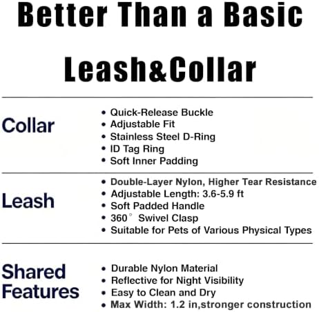 Xihmley Dog Leash and Collar Set, with ID Ring(Black,Small) - 1