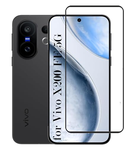 Image of FabeKee Tempered Glass Screen Protector Compatible For Black Cellphone With Edge To Edge Coverage And Easy Installation Kit (Transparent, VIVO X200 FE 5G)