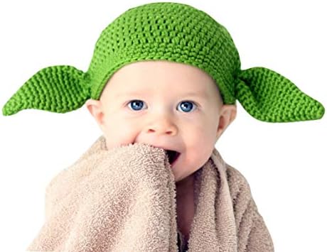 Milk Protein Cotton Yarn Handmade Star Wars Baby Yoda hat Green Goblin hat with Ears - Multiple