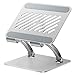 tounee Tablet Holder Stand, Dual Rod Adjustable Aluminum Desktop Stand, Compatible with 4.7-16.5" iPads, Surface Tablets, Portable Monitors, Kindle & More (Silver)