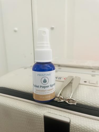 Image of PRISTINE Toilet Paper Spray - As Seen on Shark Tank, More Natural Flushable Wet Wipes Alternative, Spray Toilet Paper to Create Flushable Wipe, Coconut Amber, 1 fl oz Travel Size