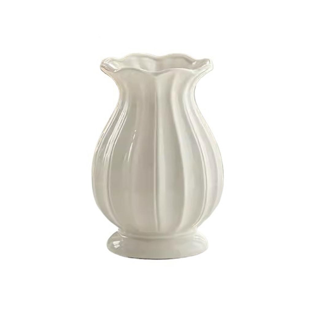 Vaso Ornamenti For Vasi In Ceramica Retrò Bianco Crema, Soggiorno, Ingresso, Composizione Floreale, Ornamenti For Dispositivi Floreali Idroponici Vaso In Ceramica(B)