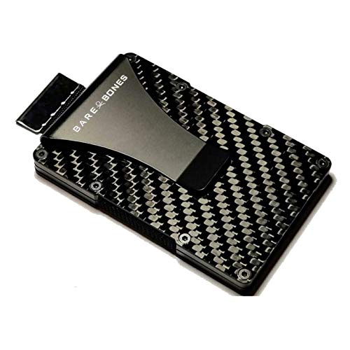 Bare Bones Front Pocket Wallets for men - Minimalist Money Clip RFID Wallet Carbon Fiber Card Holding Mens wallets with card pop up Pullout Tab