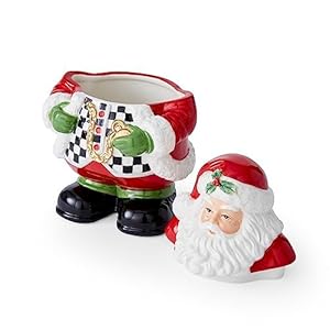 Spode Christmas Tree Black & White Santa Candy Jar - 8-Inch Ceramic Candy Storage Jar with Lid - Decorative Christmas Cookie Container for Holiday Kitchen Counter Displays, Treats, and Gifts Spode Christmas Tree Black White Santa Candy Jar 8 Inch Ceramic Candy Storage Jar with Lid Decorative Christmas Cookie Container for Holiday Kitchen Counter Displays Treats and Gifts