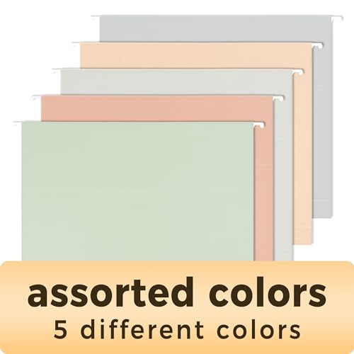 image for SUNEE Hanging File Folders Letter Size, Pastel Colors, 25 Count Letter