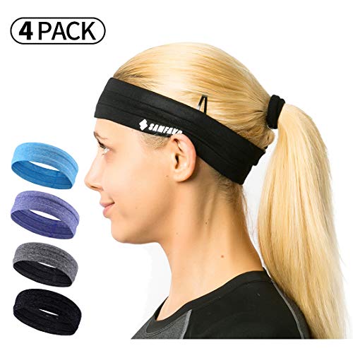 SAMFAVO Sports Headbands for Women and Men-Workout Headbands-Sweatband for Running Fitness Yoga Basketball