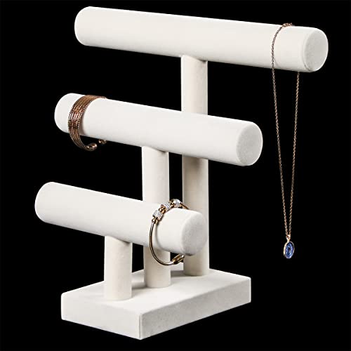 Pangkeep 3 Tier Bracelet Holder,Bracelet Displays For Selling,Beige Jewelry Display Stand For Bangles Necklaces Hair Ties Scrunchies Watches #TOP2