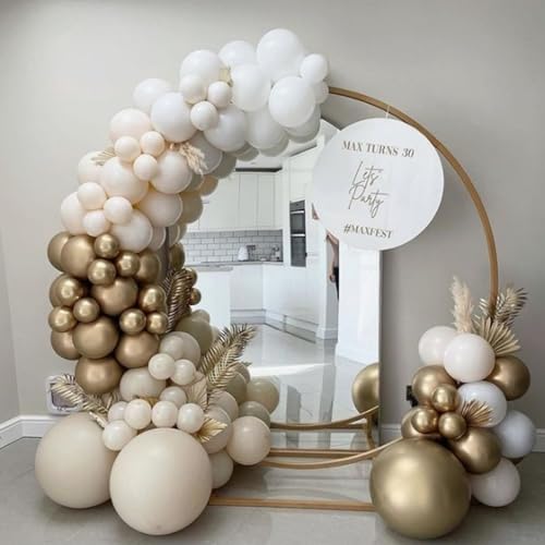 Image of Funhot Beige Balloon Set, 60PCS Nude Birthday Balloons, 12Inch Sand White Apricot Double Stuffed Balloon Neutral Champagne Gold Balloons for Birthday Baby Shower Wedding Boho Bride Party Decorations