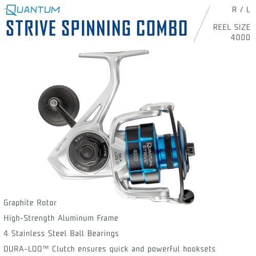 Quantum Strive Fishing Combo, Graphite Blank, 4+1 Bearings, Silver/Blue