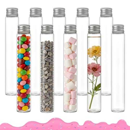 10 Pièces Tubes à Essai en Plastique 110ml, Transparent Tubes à Essai, Bouteille Sensorielle Vide avec Bouchons à Visser, Tube Plastique Transparent pour Les Mariages, Fête, épices, Fleurs Et Bonbons