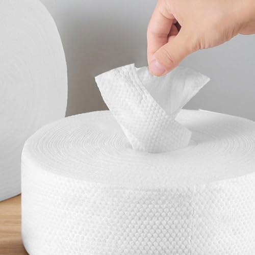 Serviette jetable en coton contre les bactéries du visage, rouleau épais démaquillant blanc - 5