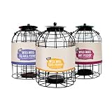Squirrel Proof Bird Feeders Bundle - 3 x Bird Food Green Plastic Wire Cage for Fat Balls, Peanuts & Seeds Bird Feeders for Wild Birds - Easy Clean Hanging Bird Feeder for Small Garden Birds