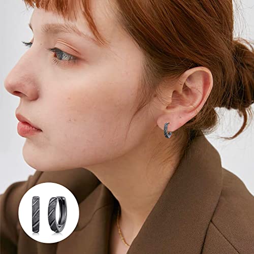 Pendientes negros de plata de ley 925 hipoalergénicos unisex 5
