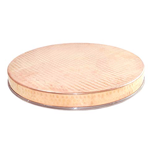 Skavij Copper Stainless Steel Round Dinnerware Service Platter Thali (12 Inch, Pack Of 2) #TOP3