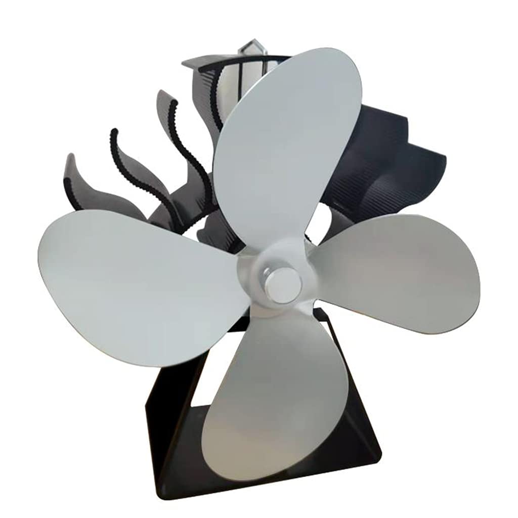 Buxuaaaa Silver Silent Fan Efficient Heat Distribution For Room 122°F Start Heat Powered Withthermometer Wood Stove Fan Blower Powered Non Electric
